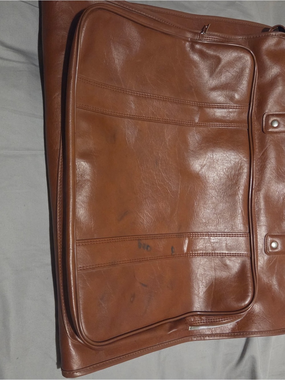Source Unknown Tan Leather Briefcase with Front Pocket